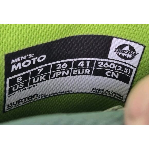 Burton Moto Men’s Snowboard Boots Size 8 Gray Green Speed Zone Lacing Excellent - Picture 8 of 8